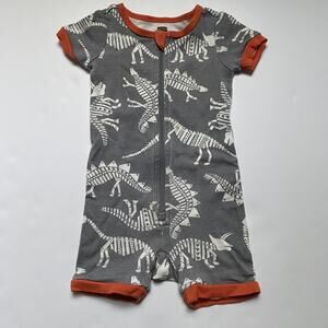 Tea Collection Dinosaur Skeleton Zip Up Pajamas One Piece